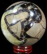 Polished Septarian Sphere - With Stand #43848-2